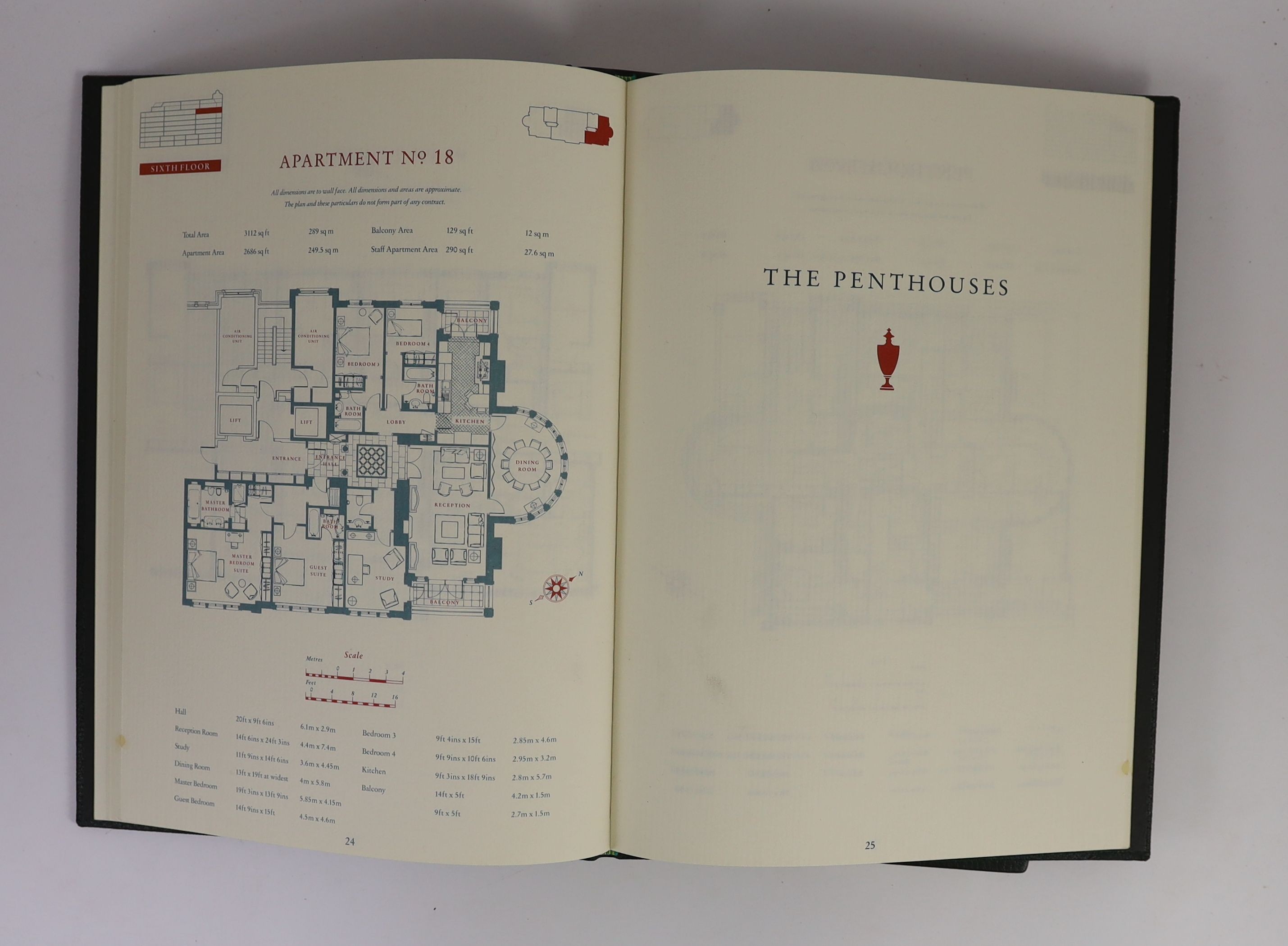 Sales prospectus for 3a, Palace Green, Kensington Palace Gardens, London, 2 vols, text by Jacquey Visick, 4to, green crushed morocco by Zaehndorf, London, 1991, in slip case.